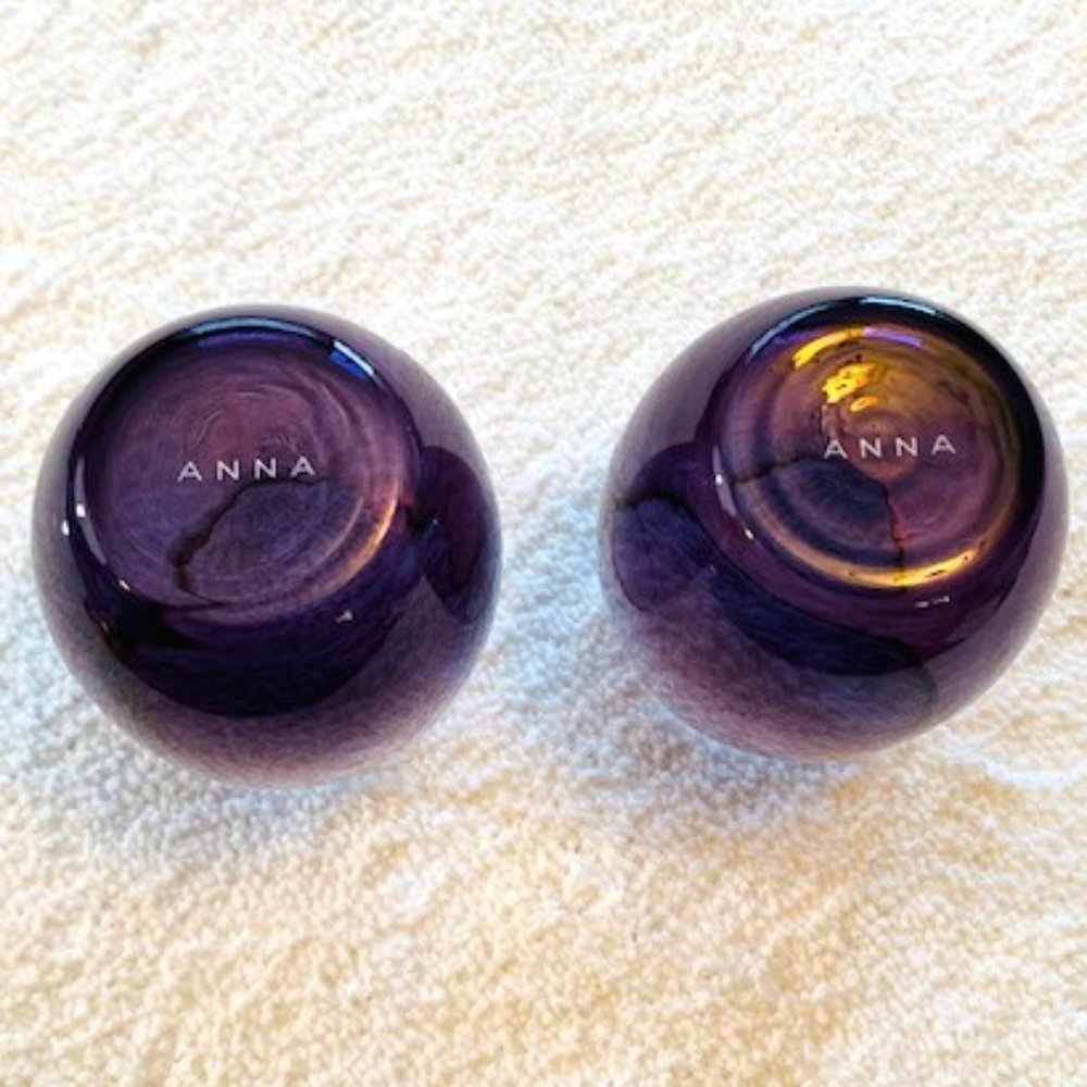 ANNA New York Amethyst Ombre Stemless 24K Gold Rim Wine Glasses Set of 2 New - Picture 4 of 4